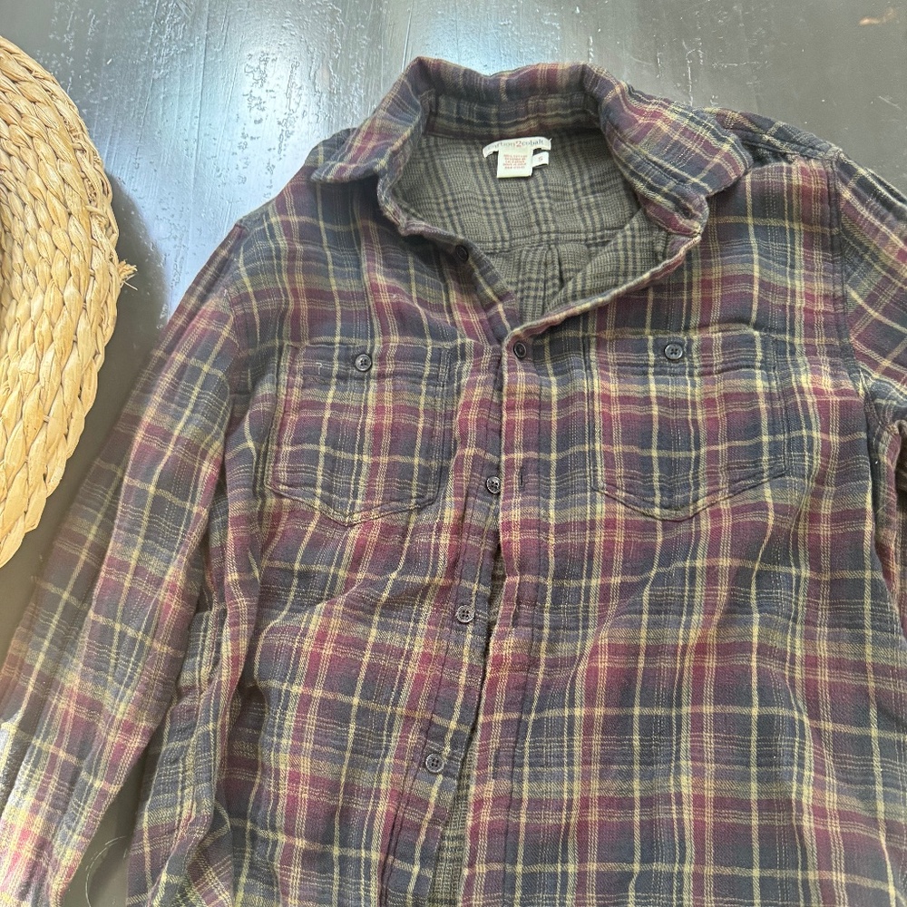 carbon2cobalt mens flannel, size small navy, taupe, Burgundy